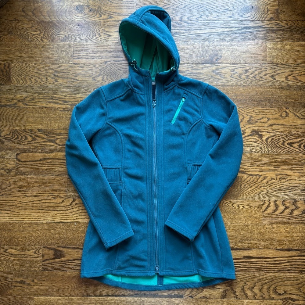 Athleta Teal Hooded Fleece Jacket | XS (Estimated; tag missing)